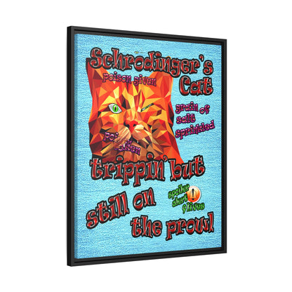 schrodinger's cat - framed canvas art (faded blue)