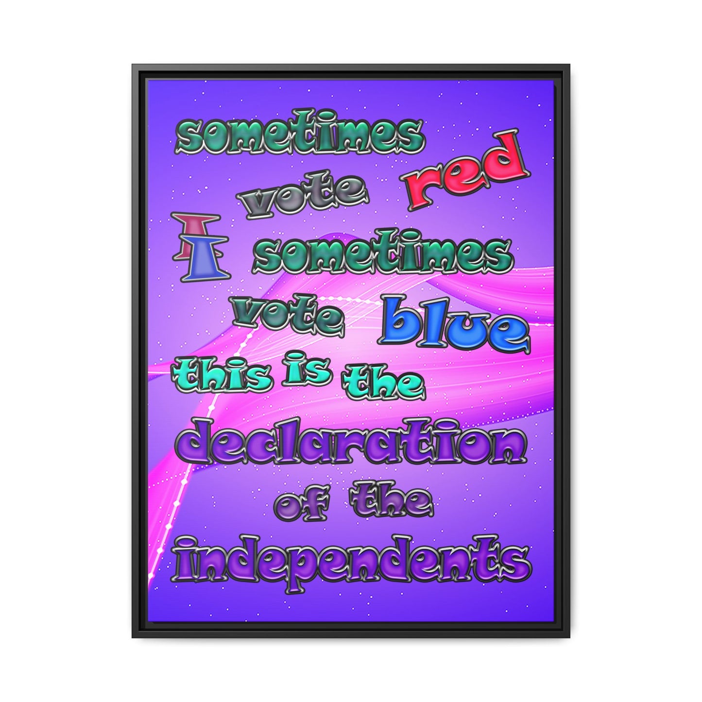 declaration of the independents - framed canvas art (purple-pink wave)