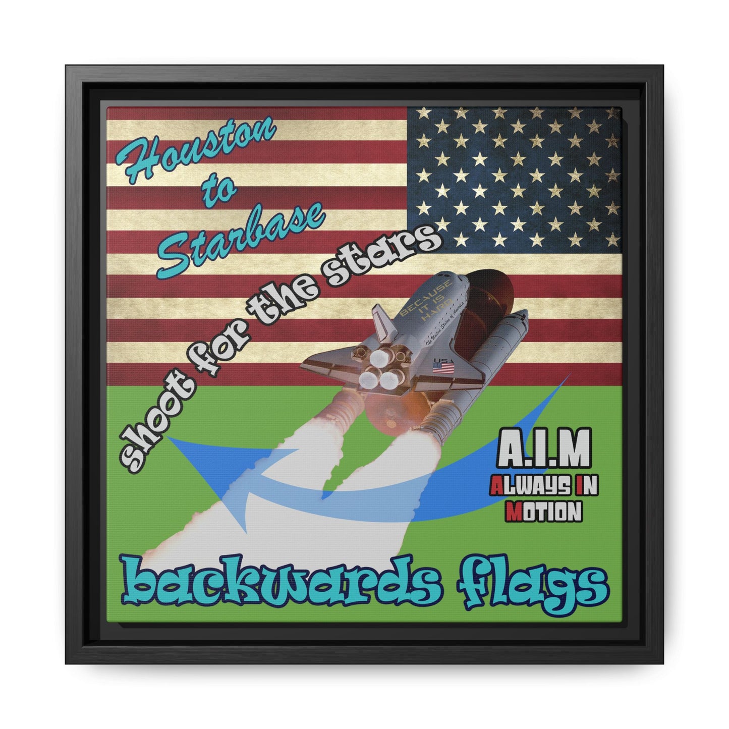 shoot for the stars - framed canvas art (green)