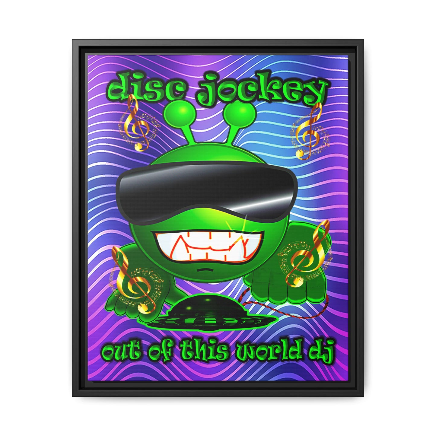 disc jockey - framed canvas art (purple wave)