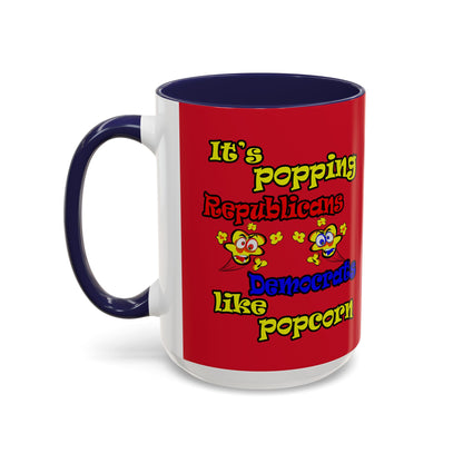 popping like popcorn - Accent Mug (dark red)