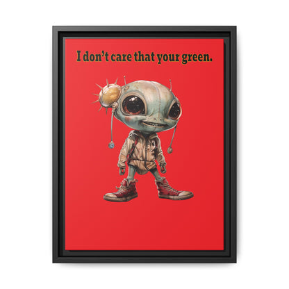 I don't care that your green - framed canvas art (red)