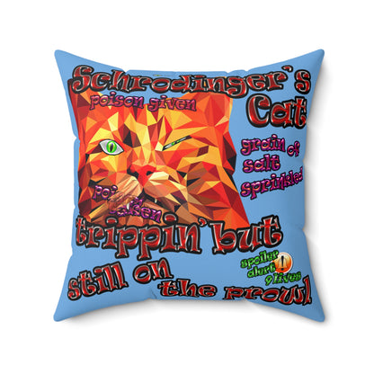 schrodinger's cat - Spun Polyester Square Pillow - (light blue)