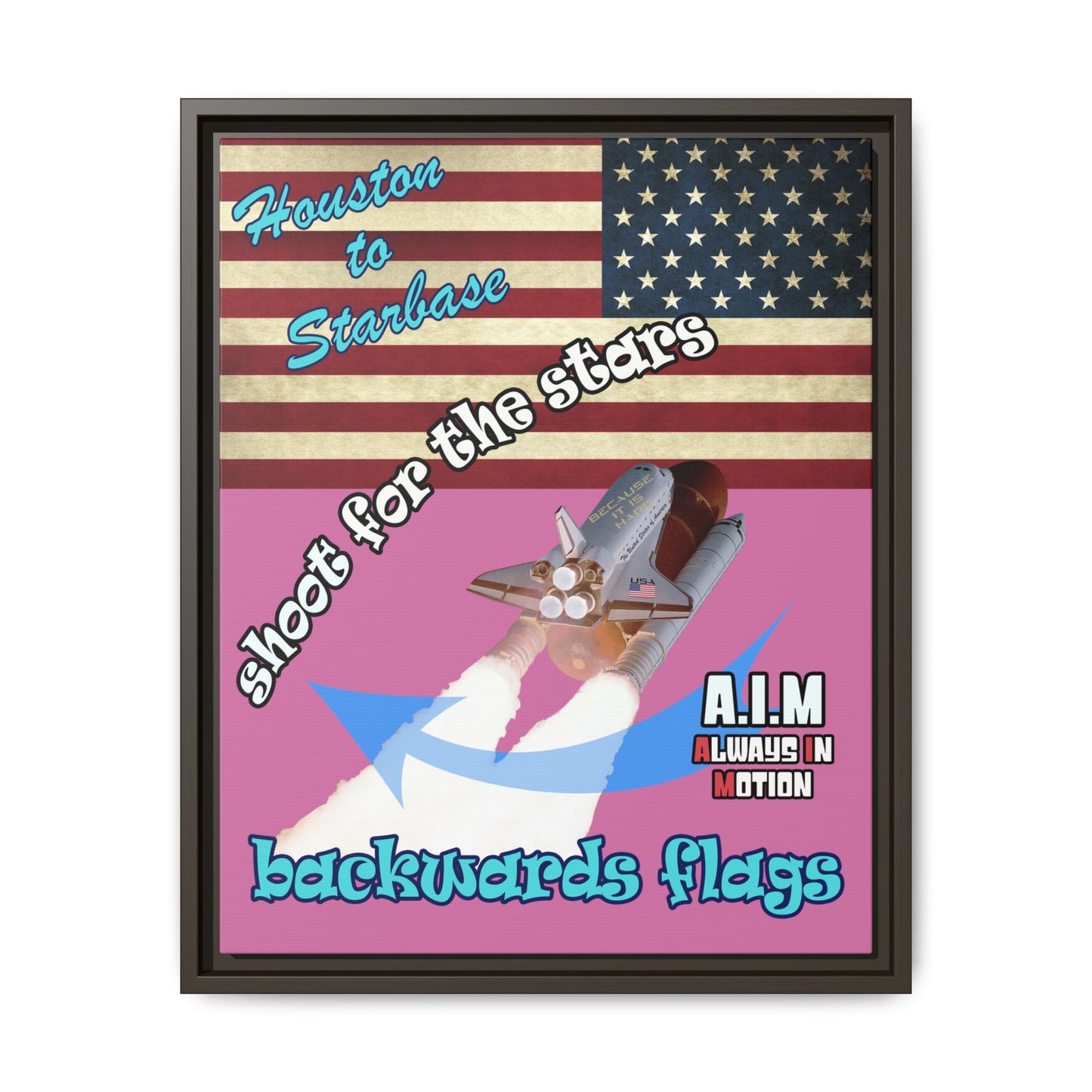 shoot for the stars - framed canvas art (light pink)