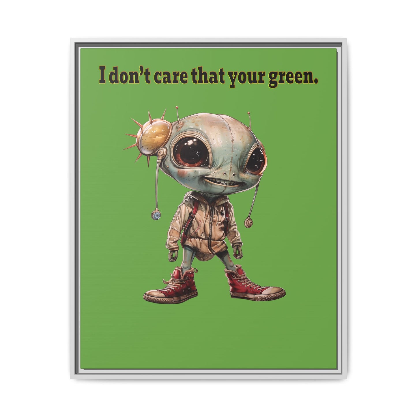 I don't care that your green - framed canvas art (green)