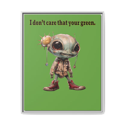 I don't care that your green - framed canvas art (green)