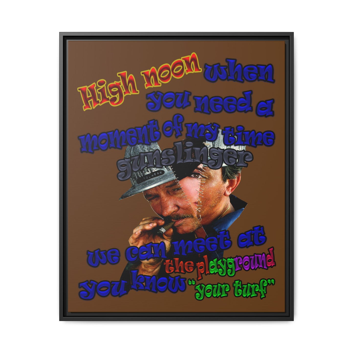 high noon - framed canvas art (brown)