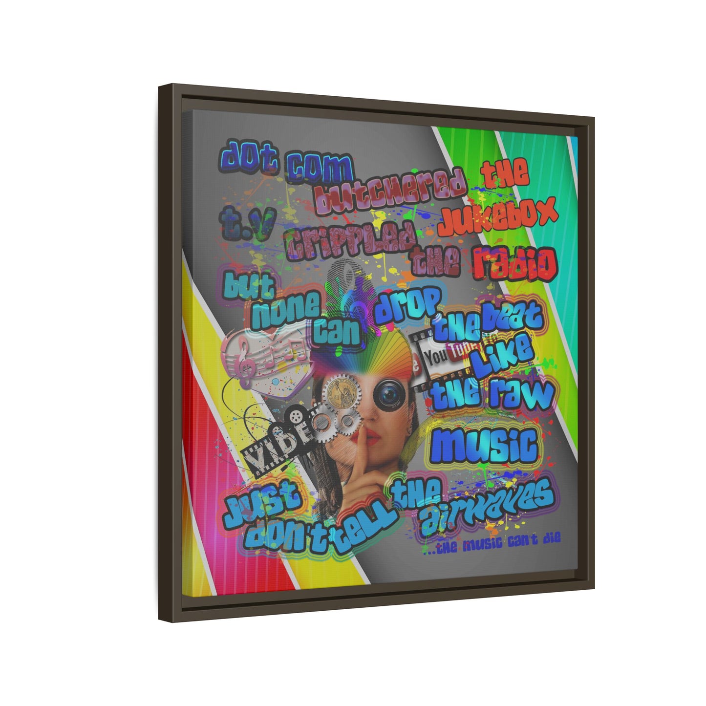 drop the beat - framed canvas art (rainbow split)