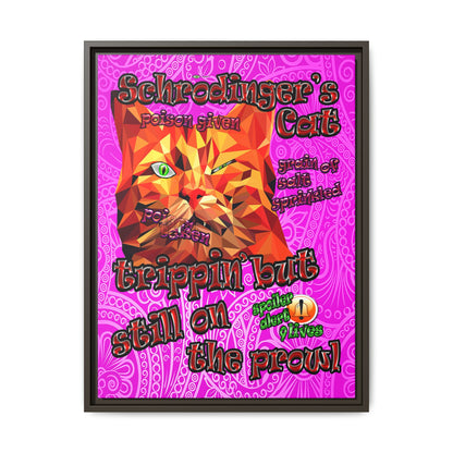 schrodinger's cat - framed canvas art (pink swirl)