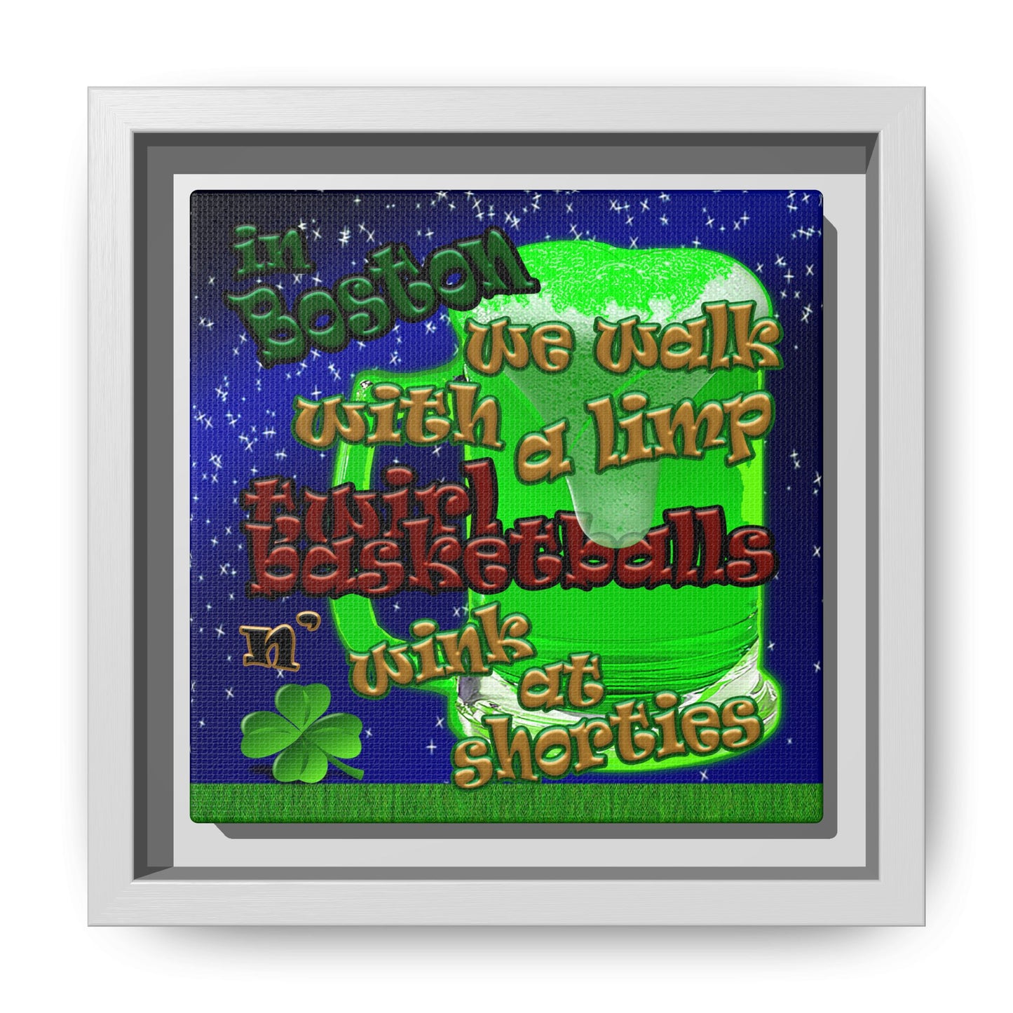 celtics logo - framed canvas art ('snoops' background)