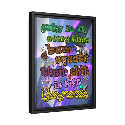 the bum's shit - framed canvas art (grey-pink wave)