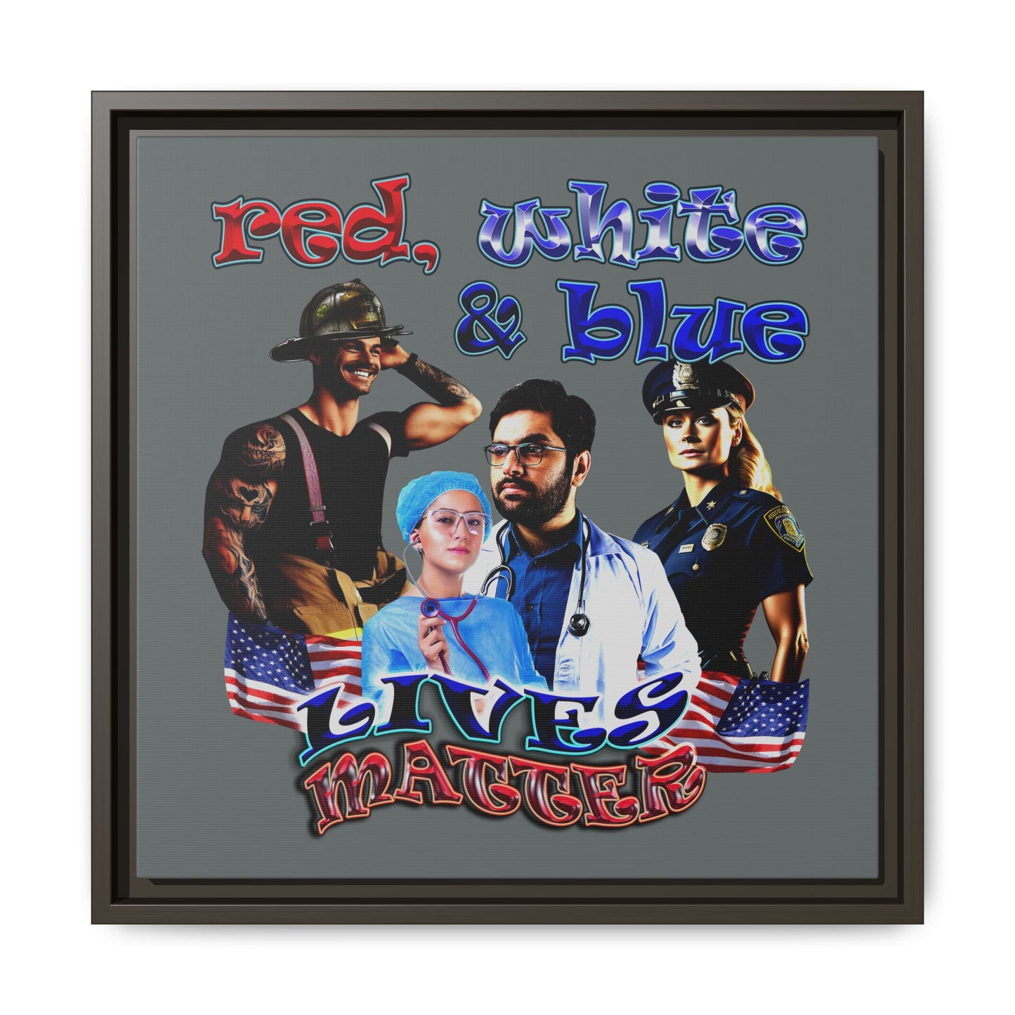 rw&b lives matter - framed canvas art (dark grey)