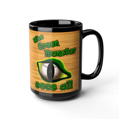 green monster - Black Mug (butterscotch wood finish)