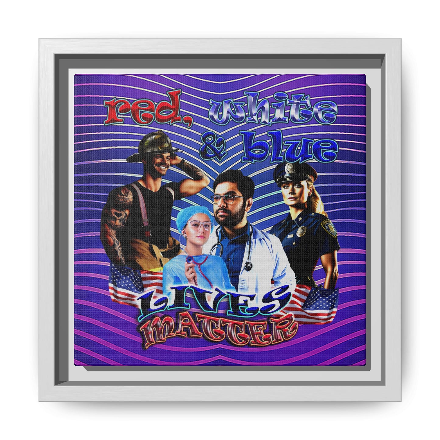 rw&b lives matter - framed canvas art (purple wave)