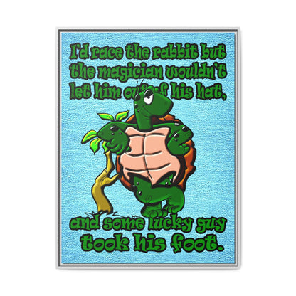 turtle race - framed canvas art (faded blue)