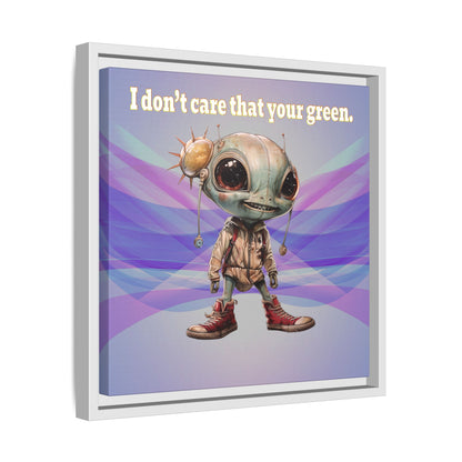 I don't care that your green - framed canvas art (light blue-pink wave)