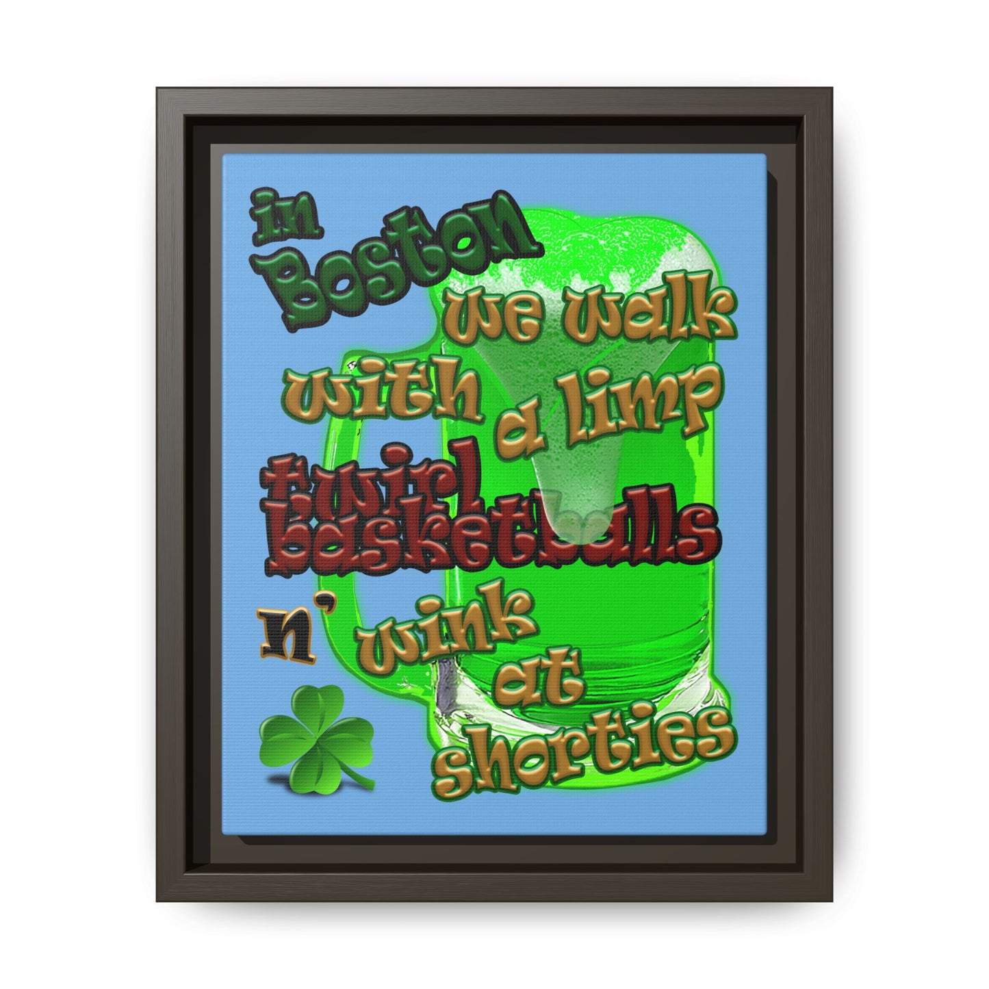 celtics logo - framed canvas art (light blue)