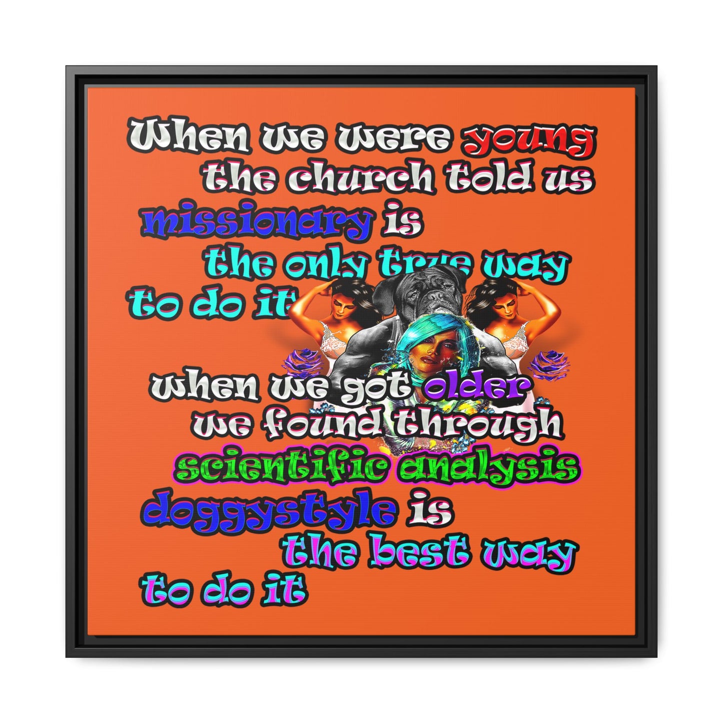 doggystyle - framed canvas art (orange)