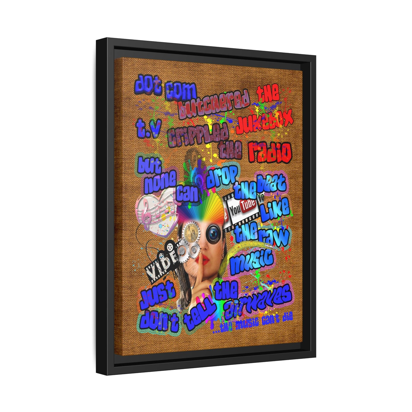 drop the beat - framed canvas art (brown papyrus)
