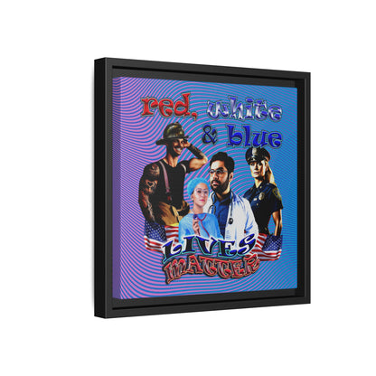rw&b lives matter - framed canvas art (light blue-purple wave)