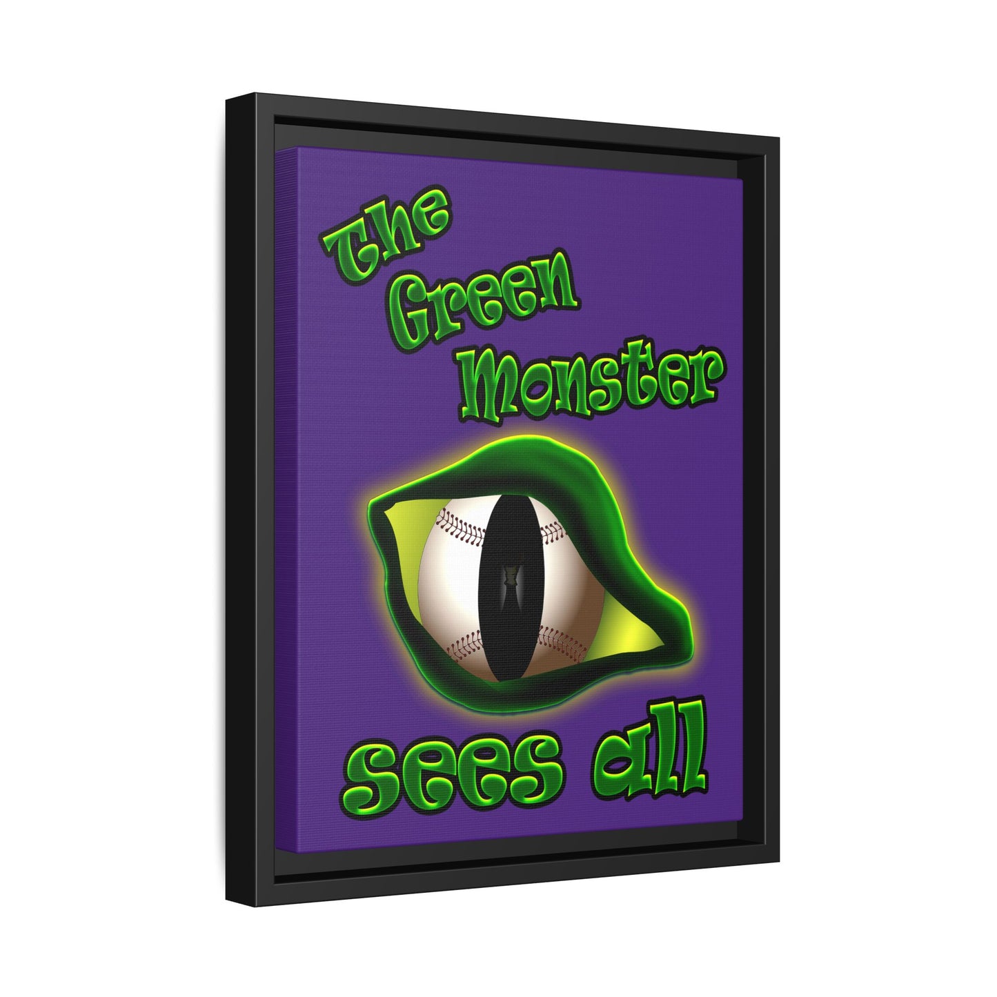 green monster - framed canvas art (purple)