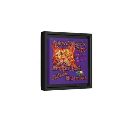 schrodinger's cat - framed canvas art (purple)