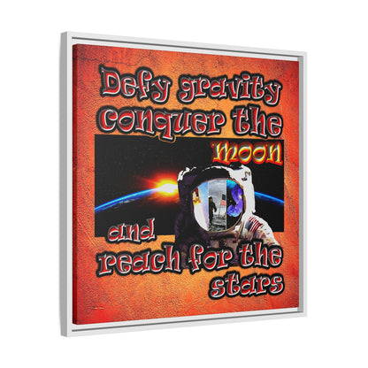 defy conquer reach - framed canvas art (burnt orange)