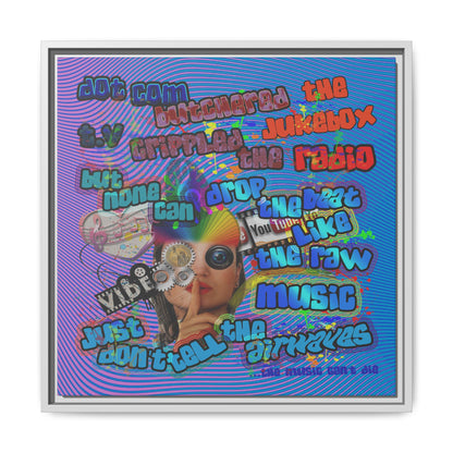 drop the beat - framed canvas art (light blue-purple wave)
