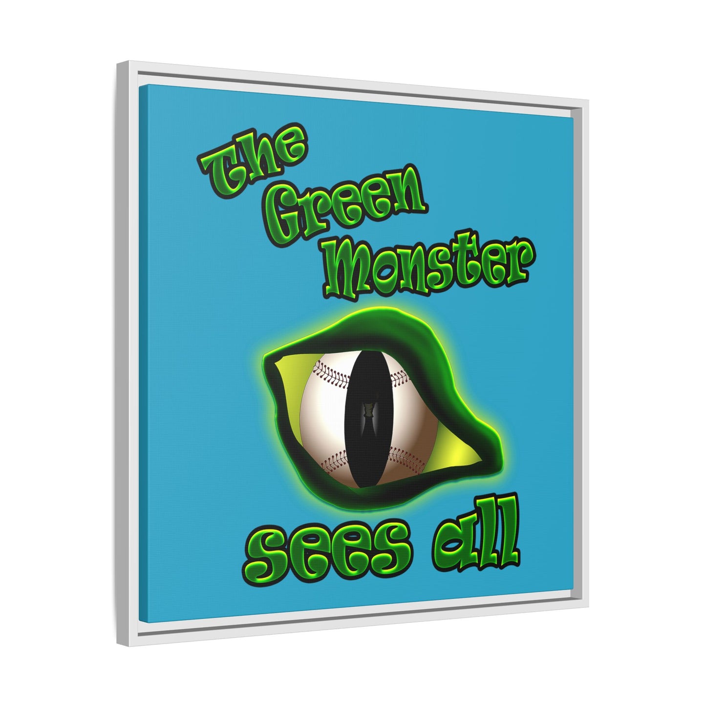 green monster - framed canvas art (turquoise)