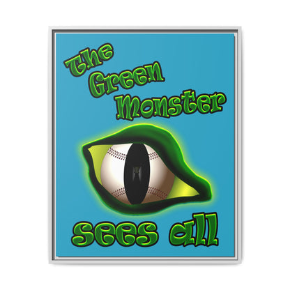 green monster - framed canvas art (turquoise)