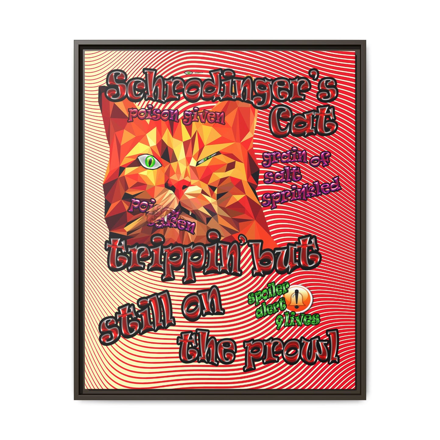 schrodinger's cat - framed canvas art (yellow-orange wave)