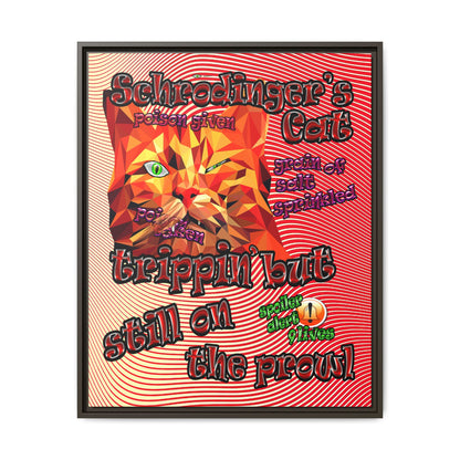 schrodinger's cat - framed canvas art (yellow-orange wave)