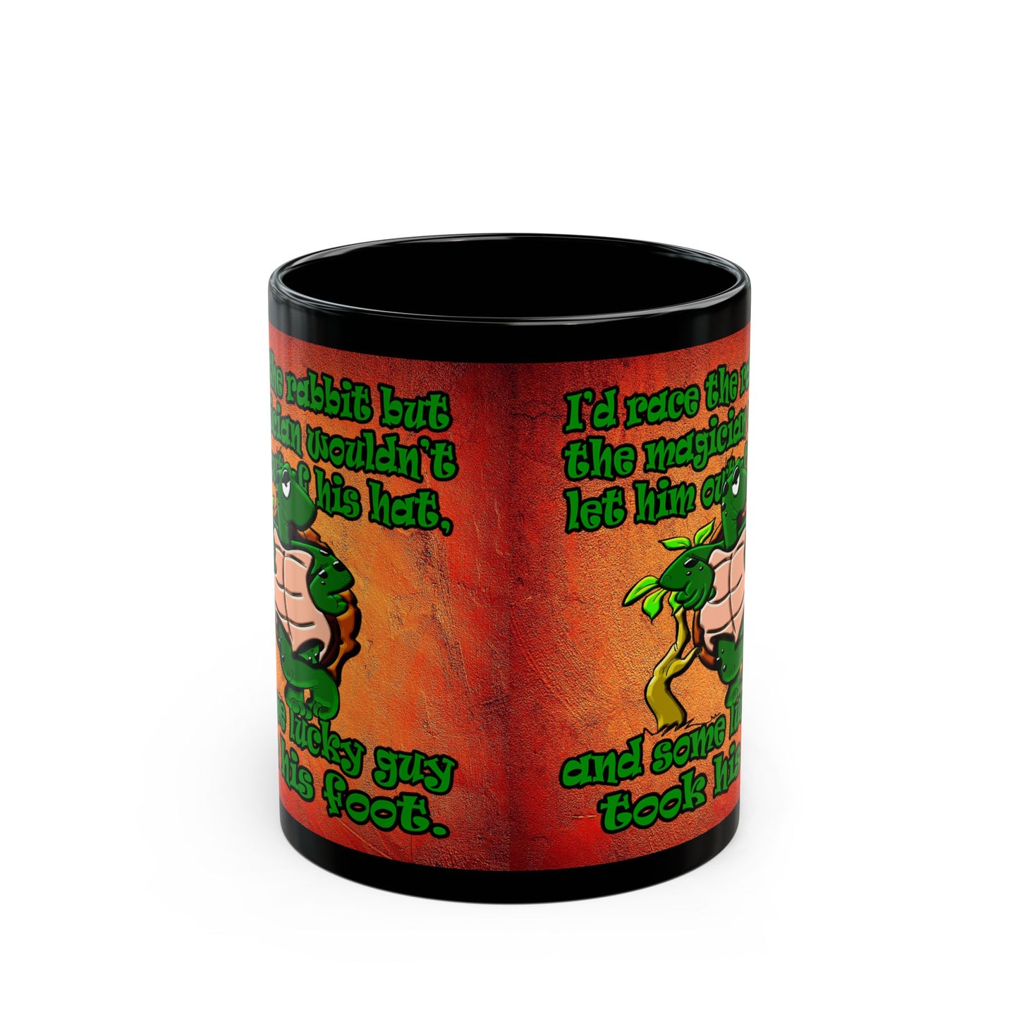 turtle race - Black Mug (burnt orange)