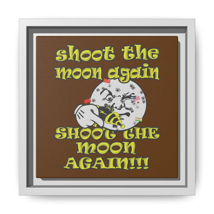 shoot the moon again - framed canvas art (brown)