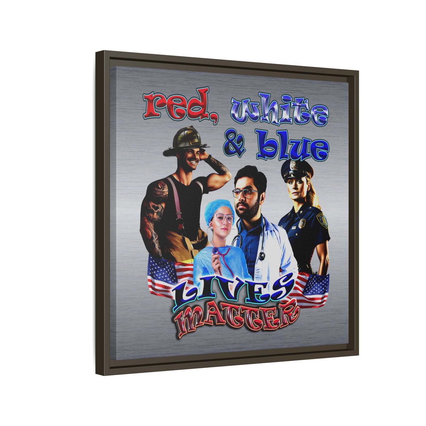 rw&b lives matter - framed canvas art (brushed nickel)
