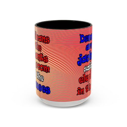 donkeys and elephants - Accent Mug (yellow-orange wave)