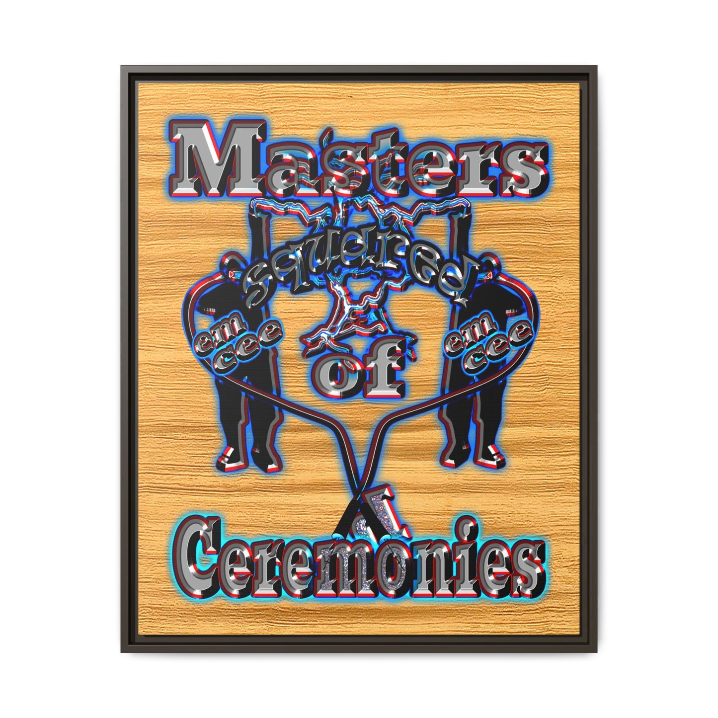 em cee squared - framed canvas art (butterscotch wood finish)