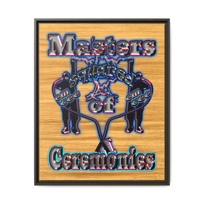 em cee squared - framed canvas art (butterscotch wood finish)