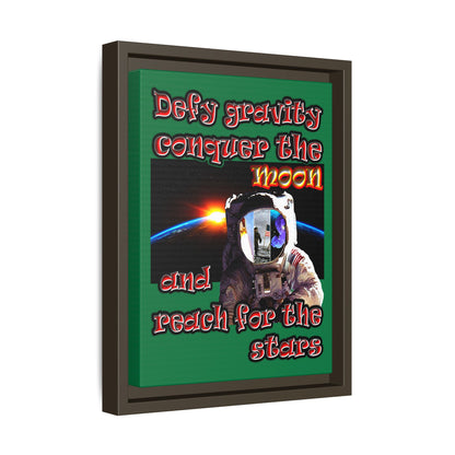 defy conquer reach - framed canvas art (dark green)