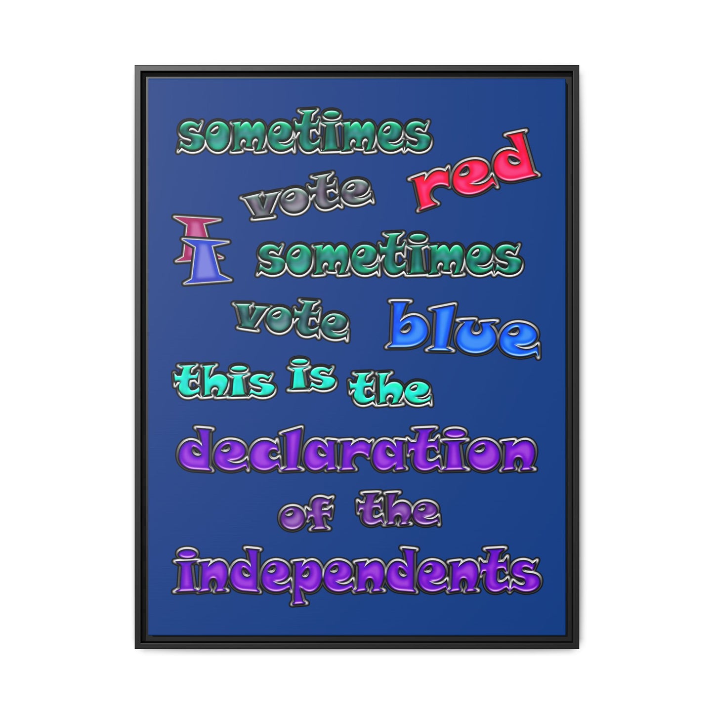 declaration of the independents - framed canvas art (dark blue)