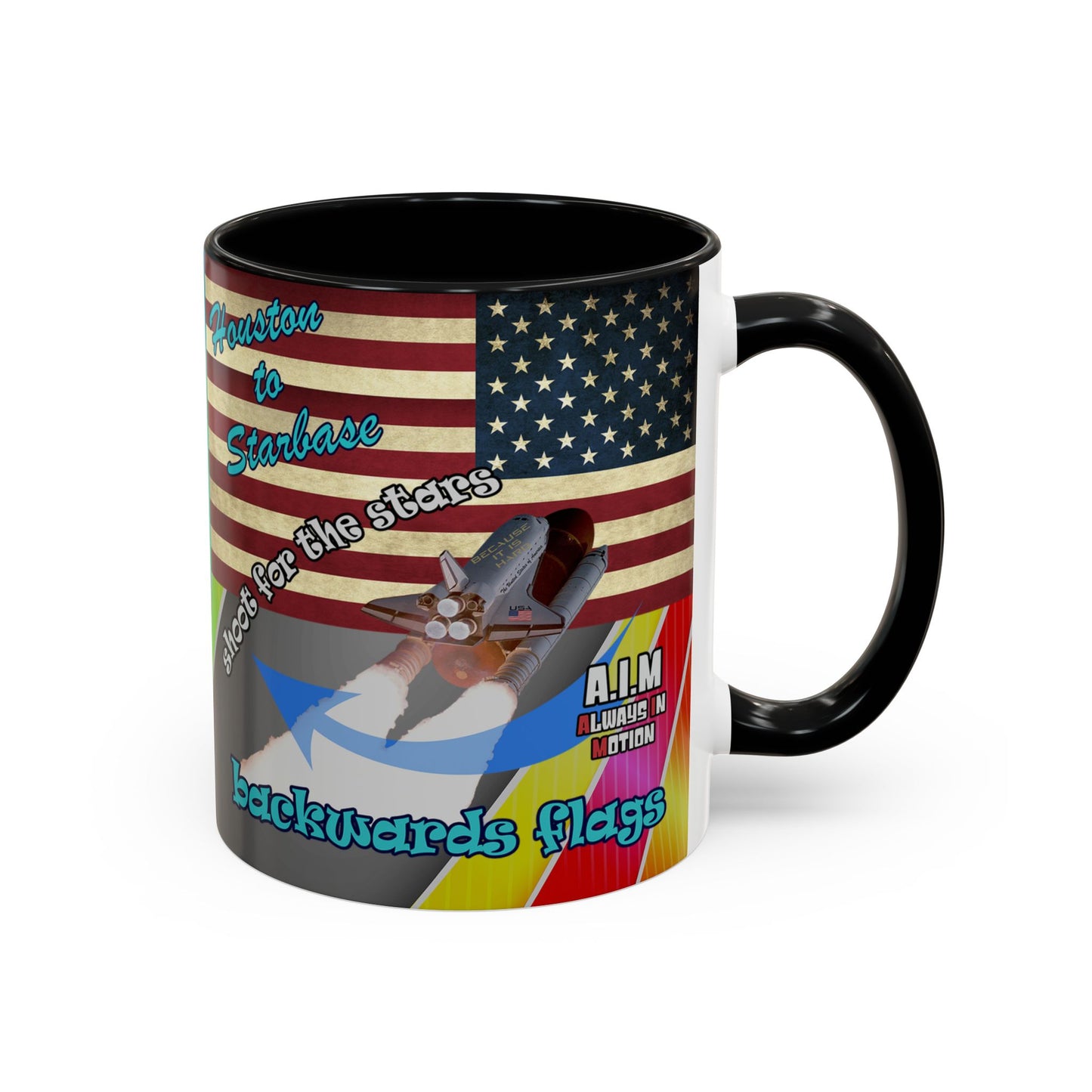 shoot for the stars - Accent Mug (rainbow split)