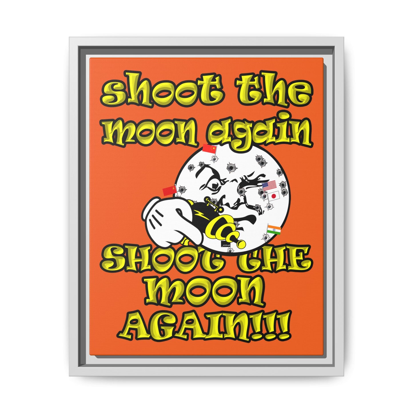 shoot the moon again - framed canvas art (orange)