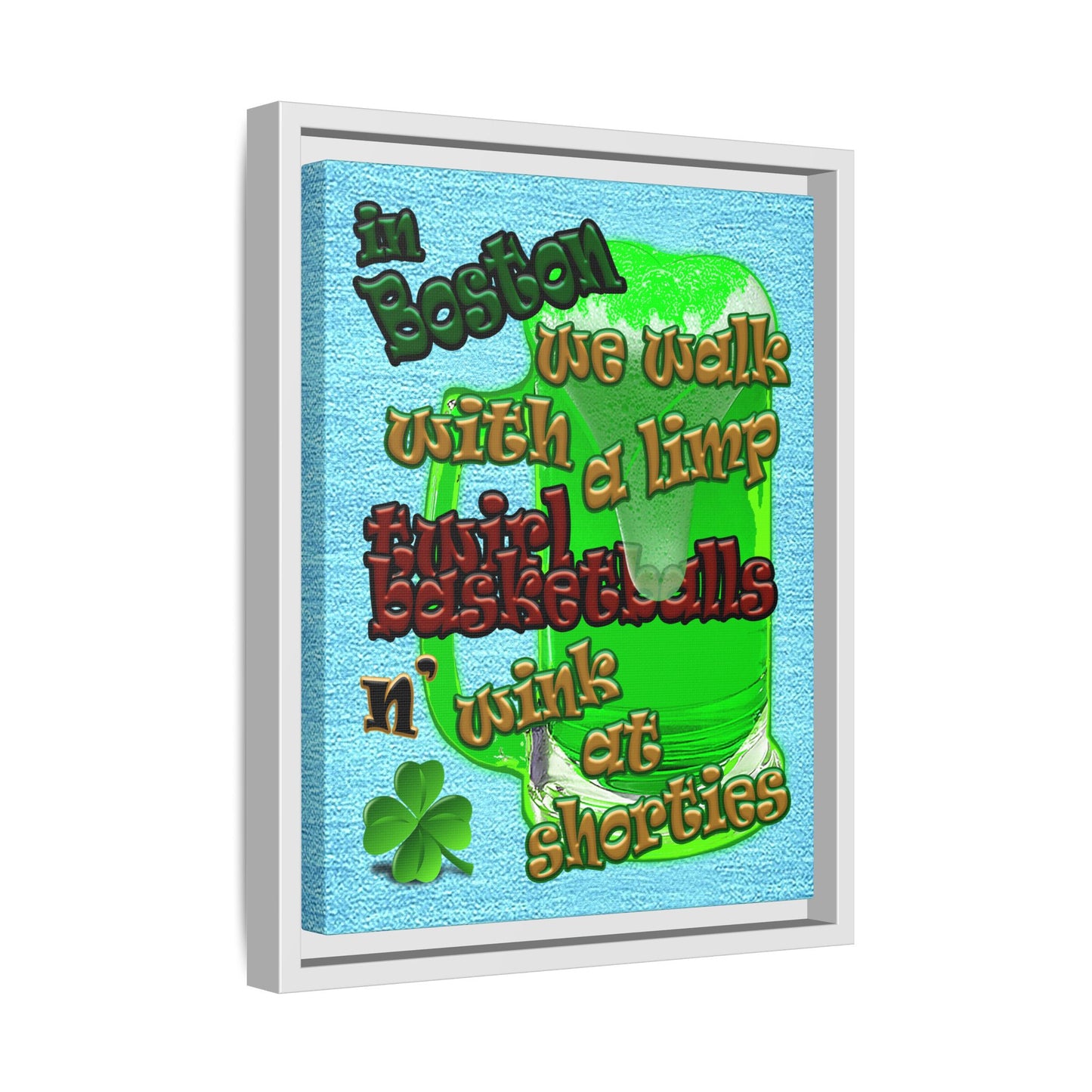 celtics logo - framed canvas art (faded blue)