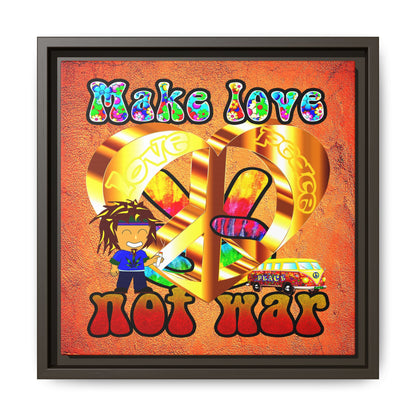 love peace - framed canvas art (burnt orange)