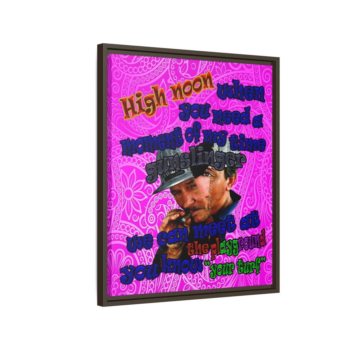 high noon - framed canvas art (pink swirl)