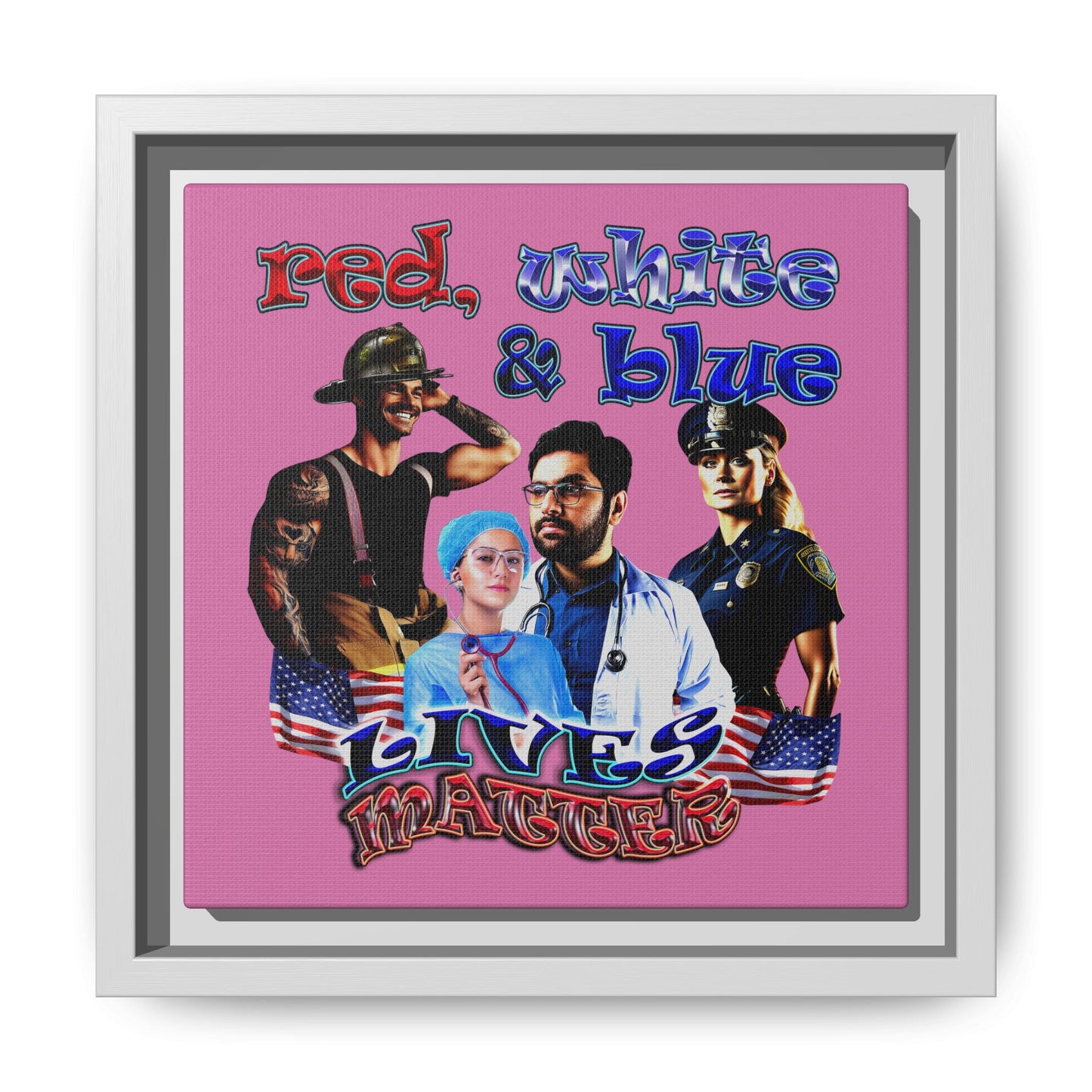 rw&b lives matter - framed canvas art (light pink)