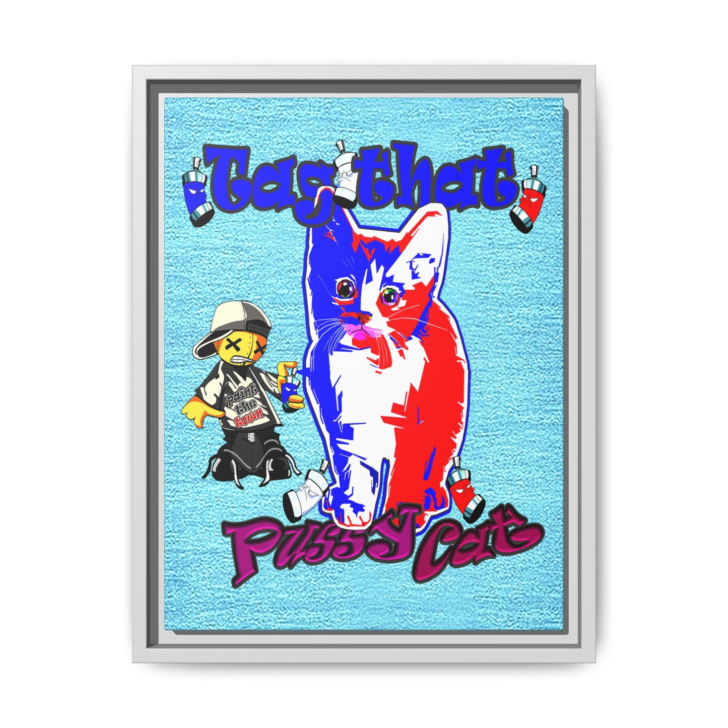 tag that - framed canvas art (faded blue)