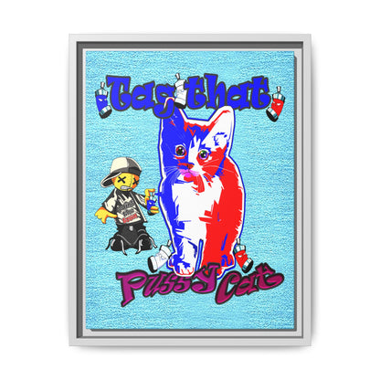 tag that - framed canvas art (faded blue)