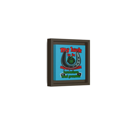 my luck - framed canvas art (turquoise)