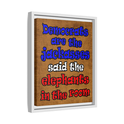 donkeys and elephants - framed canvas art (brown papyrus)